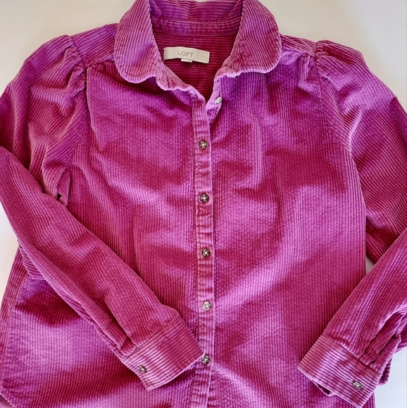 LOFT Tops - LOFT - Purple Corduroy Shirt with Pockets  Size Small